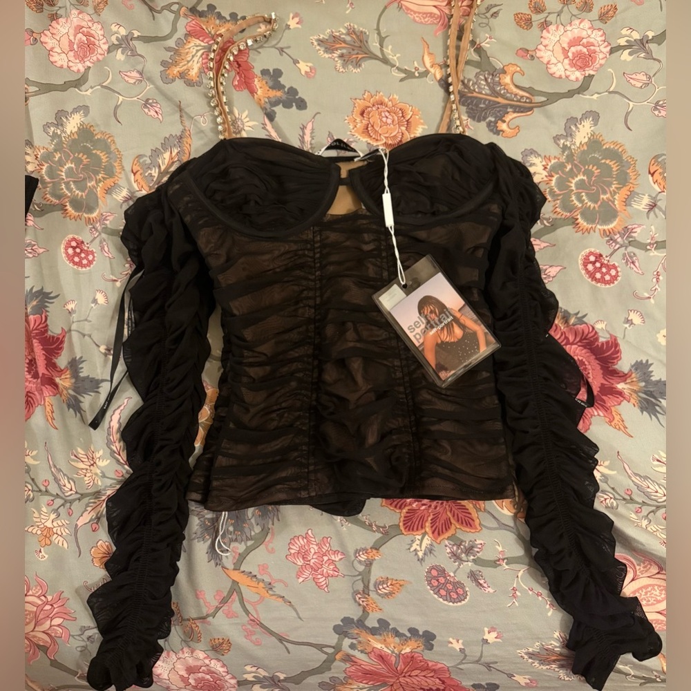Self Protrait black top with rhinestone